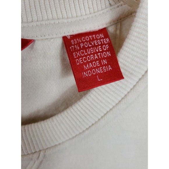 IZOD Mens Sweatshirt Size Large Ivory Pullover Long Sleeve - Picture 4 of 7